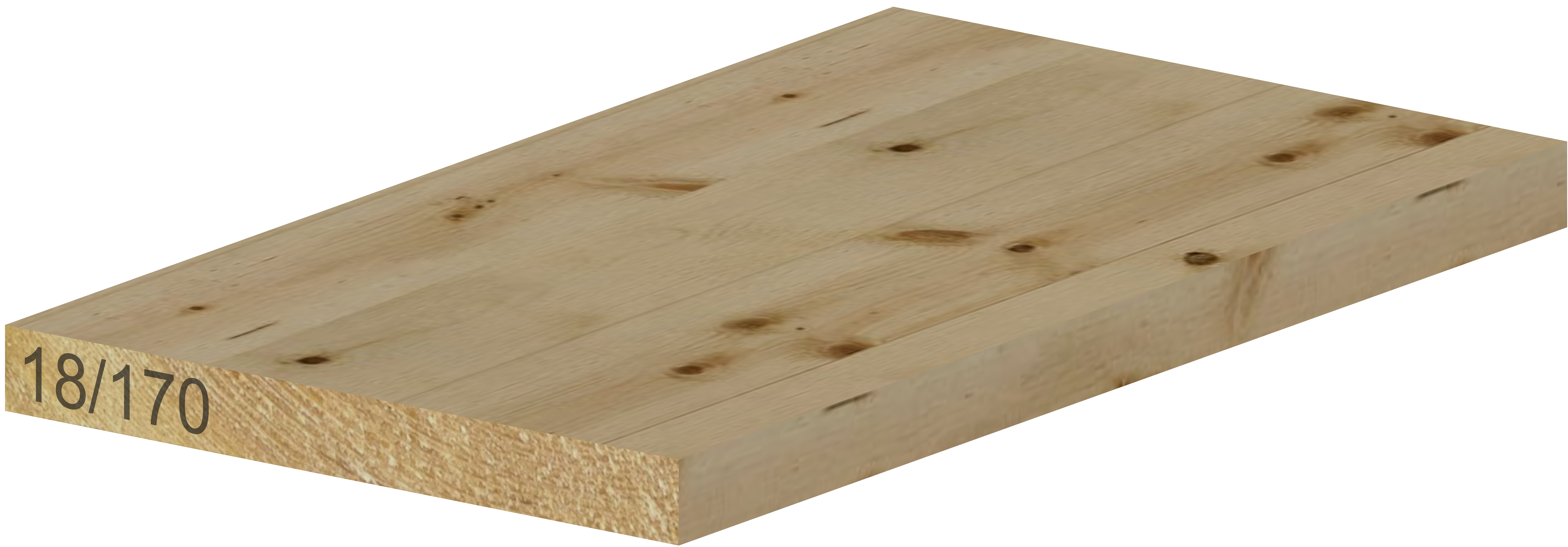 Glattkantbrett Fichte, nachsoritert, us-hobelfallend 18 mm x 170 mm x 5100 mm