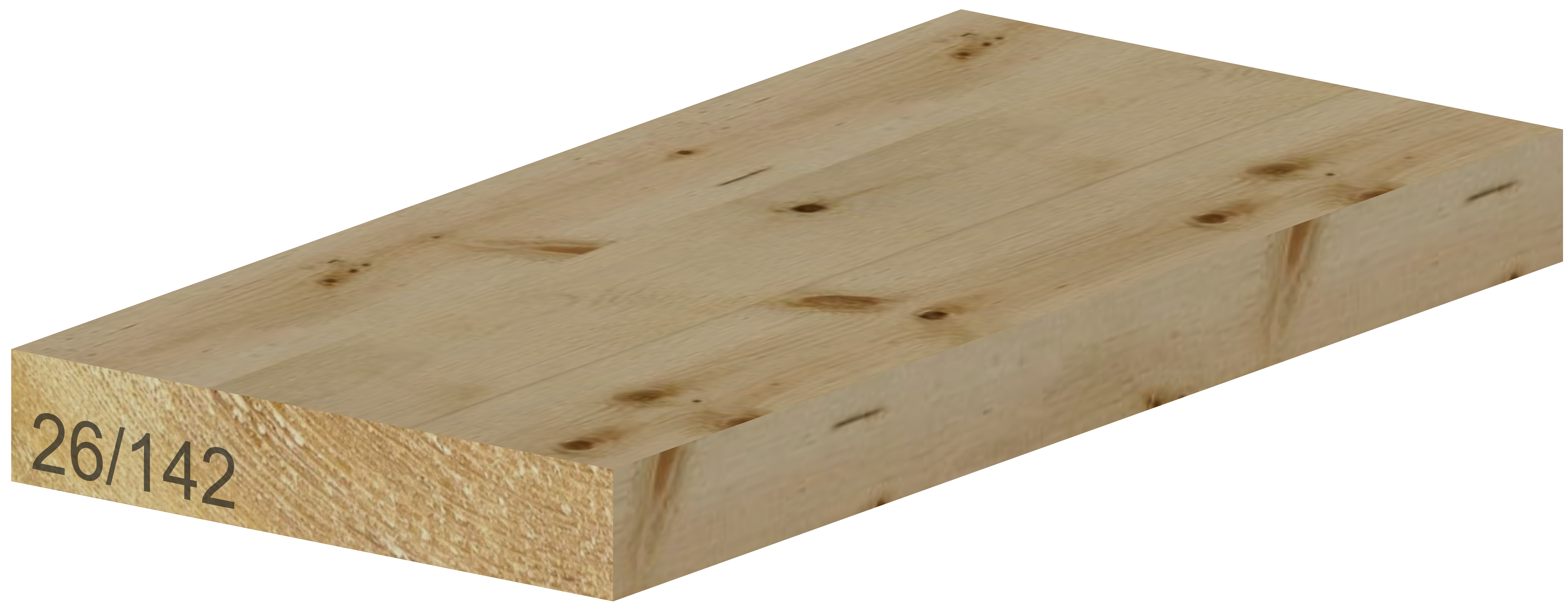 Glattkantbrett Fichte, nachsoritert, us-hobelfallend 26 mm x 142 mm x 5100 mm